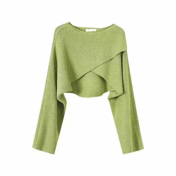 Damer Avslappnad Cropped Tröja med Asymmetrisk Skärning och Strukturerad Yta Mirla-Eva Jonsson
