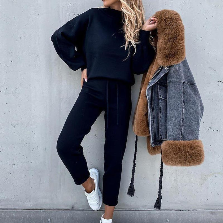 Damer Avslappnad Hoodie-set med bekväma Joggingbyxor Mirla-Eva Jonsson