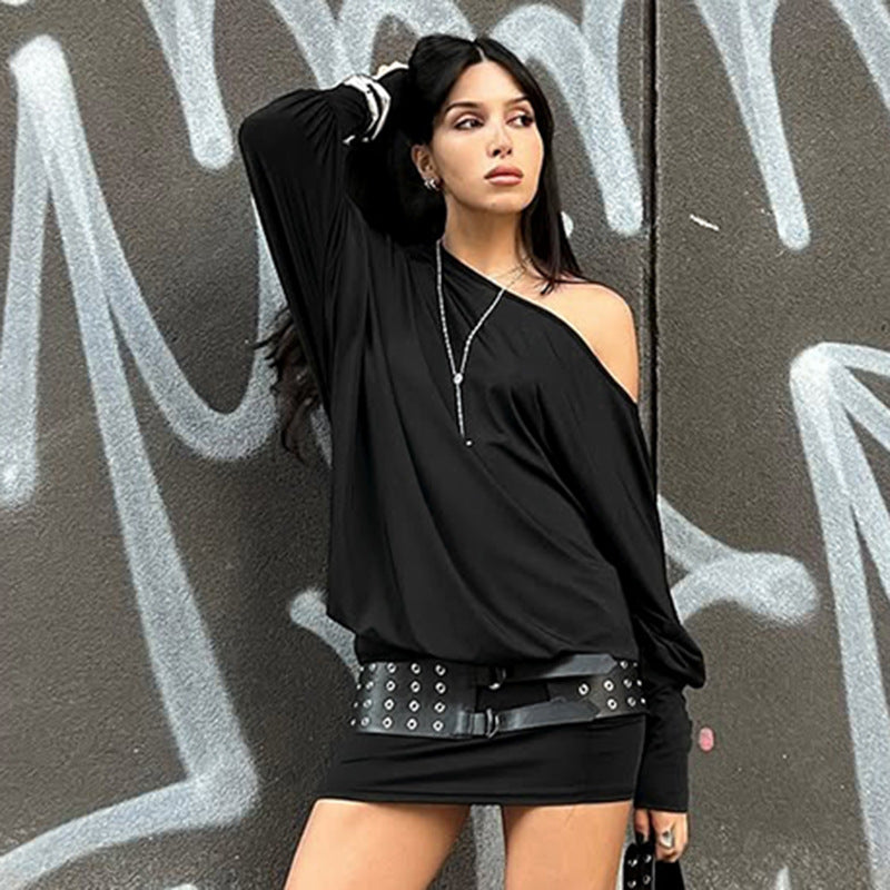 Damer Avslappnad Off-Shoulder Klänning med Sido-Rynkning Mirla-Eva Jonsson