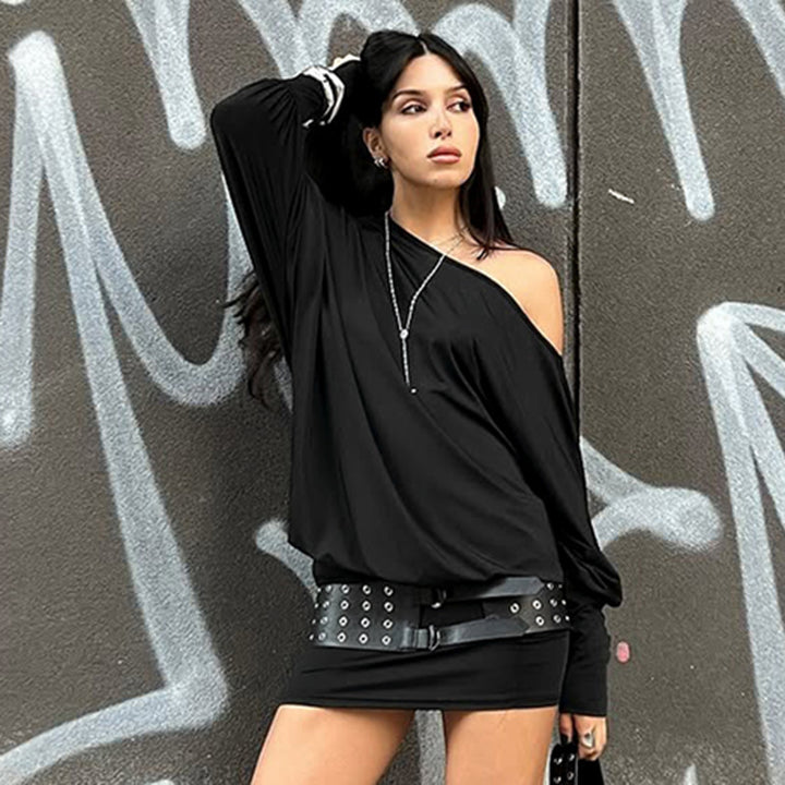 Damer Avslappnad Off-Shoulder Klänning med Sido-Rynkning Mirla-Eva Jonsson