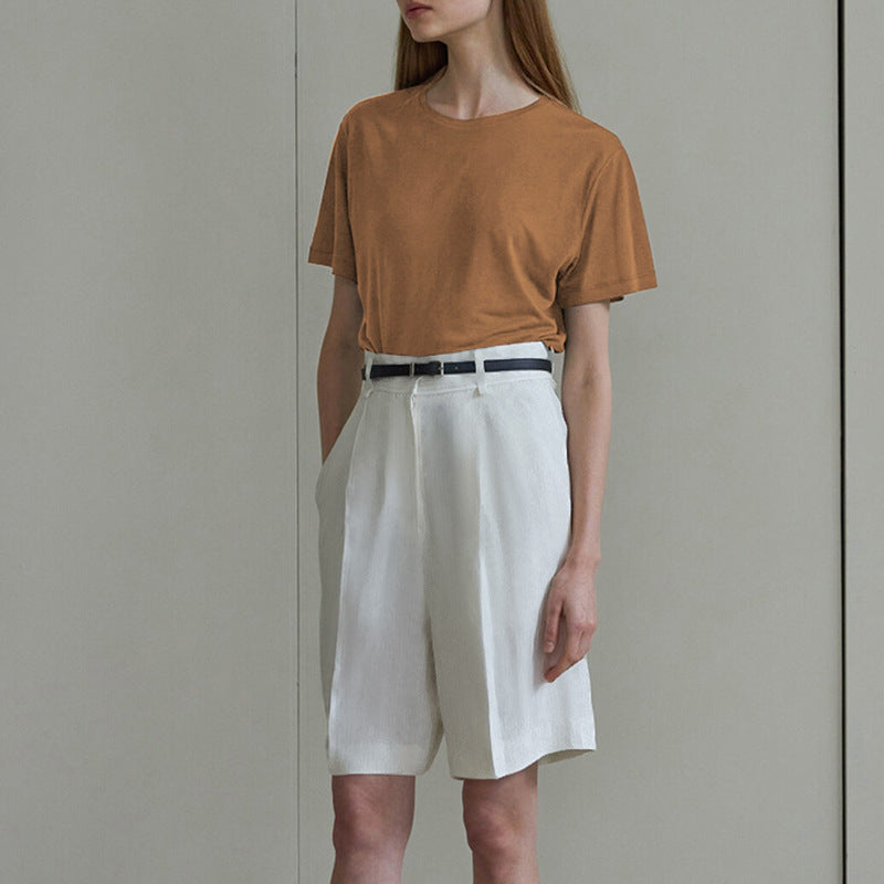 Damer Avslappnad Oversize T-shirt av Andningsbar Bomullsblandning med Strukturerad Yta Mirla-Eva Jonsson