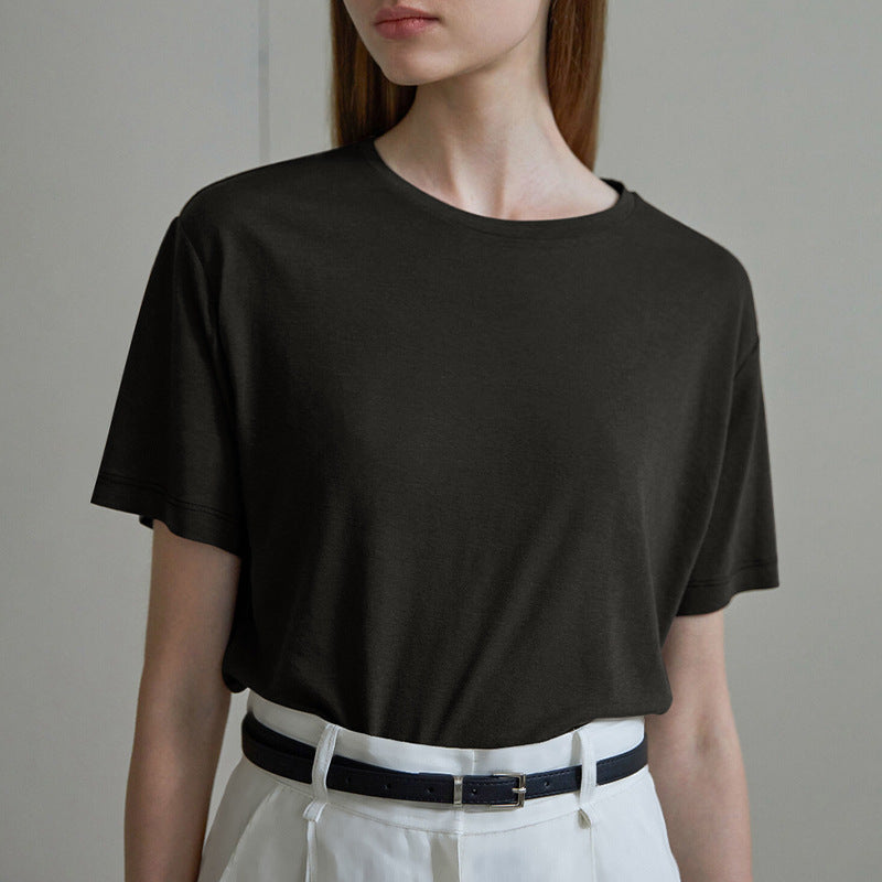 Damer Avslappnad Oversize T-shirt av Andningsbar Bomullsblandning med Strukturerad Yta Mirla-Eva Jonsson
