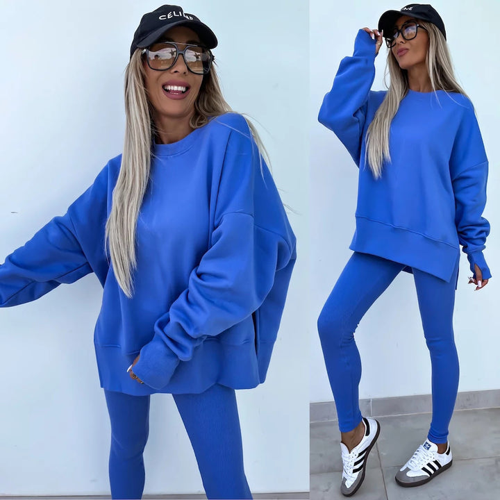 Damer Avslappnad Oversized Sweatshirt och Leggings Set Mirla-Eva Jonsson