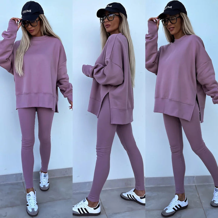 Damer Avslappnad Oversized Sweatshirt och Leggings Set Mirla-Eva Jonsson