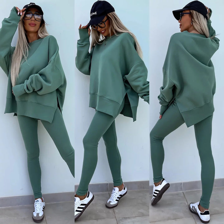 Damer Avslappnad Oversized Sweatshirt och Leggings Set Mirla-Eva Jonsson