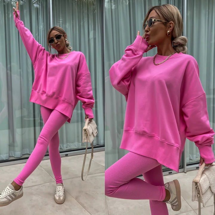 Damer Avslappnad Oversized Sweatshirt och Leggings Set Mirla-Eva Jonsson
