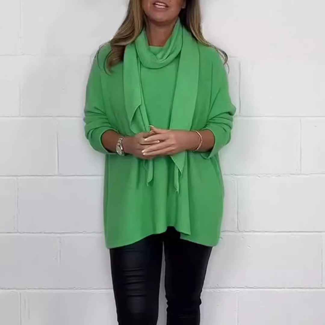 Damer Avslappnad Passform Sweatshirt med Fashionable Scarf Mirla-Eva Jonsson