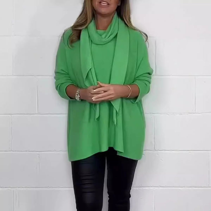 Damer Avslappnad Passform Sweatshirt med Fashionable Scarf Mirla-Eva Jonsson