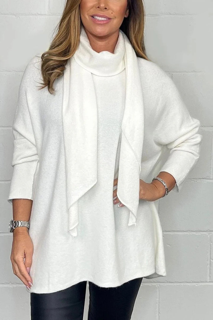 Damer Avslappnad Passform Sweatshirt med Fashionable Scarf Mirla-Eva Jonsson