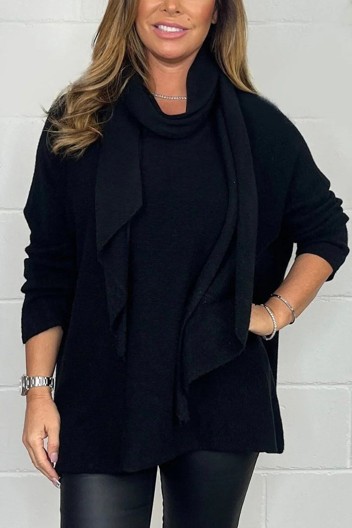 Damer Avslappnad Passform Sweatshirt med Fashionable Scarf Mirla-Eva Jonsson