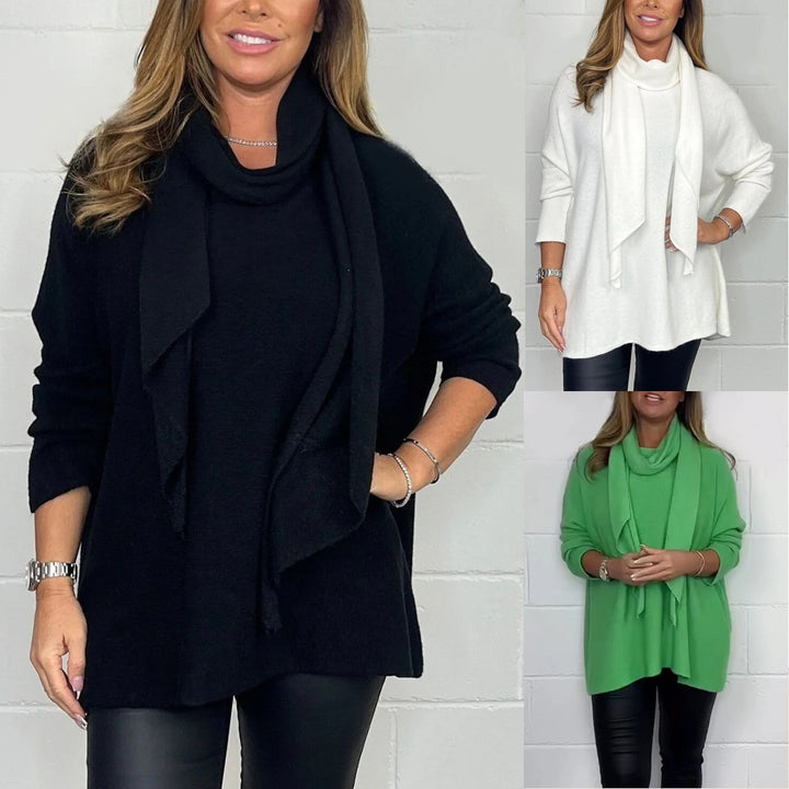 Damer Avslappnad Passform Sweatshirt med Fashionable Scarf Mirla-Eva Jonsson