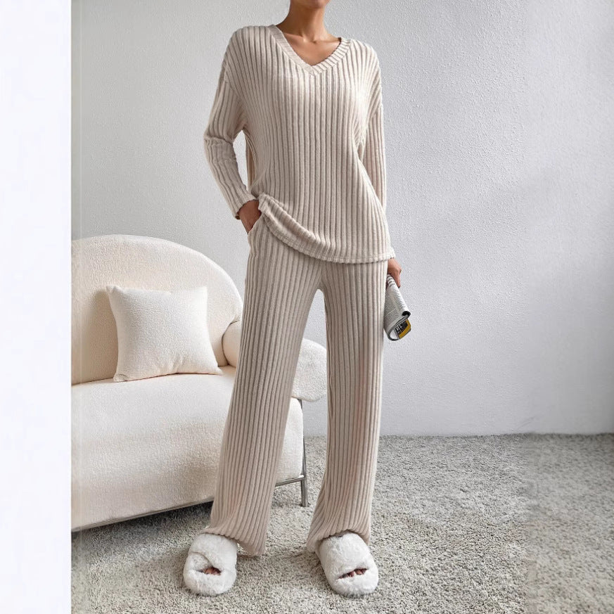 Damer Avslappnad Stickad Lounge Set I Mjukt, Ribbat Material Mirla-Eva Jonsson
