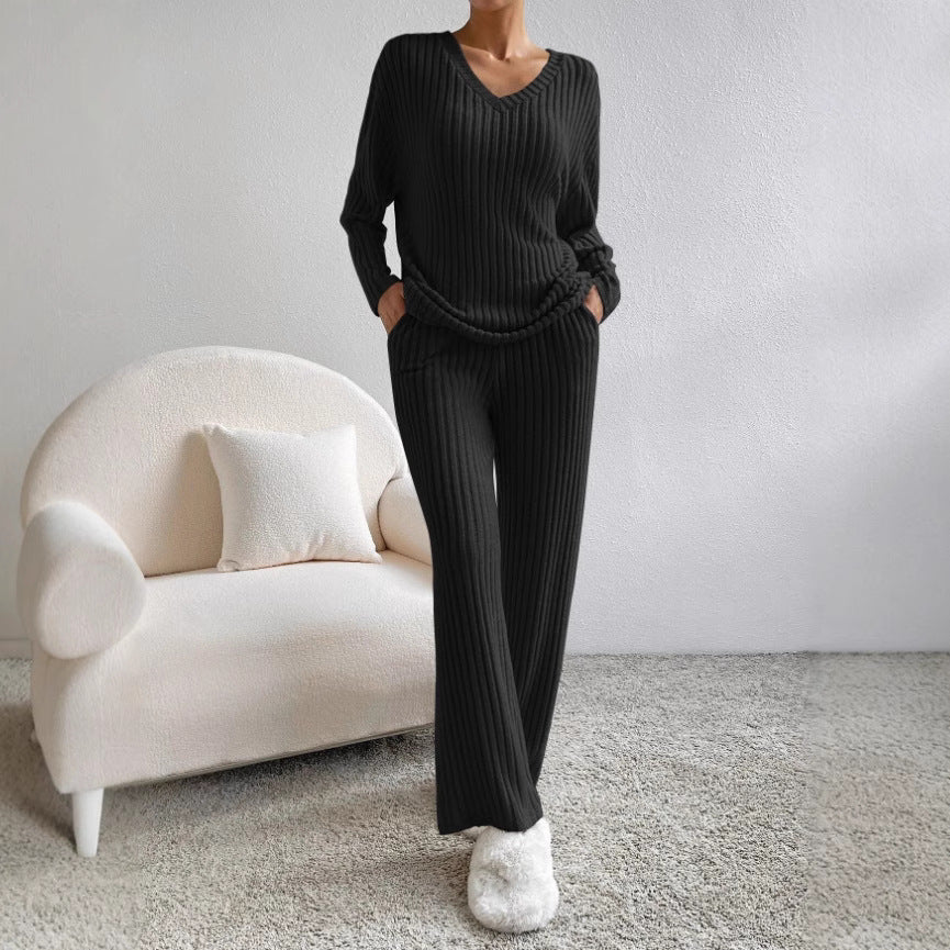 Damer Avslappnad Stickad Lounge Set I Mjukt, Ribbat Material Mirla-Eva Jonsson