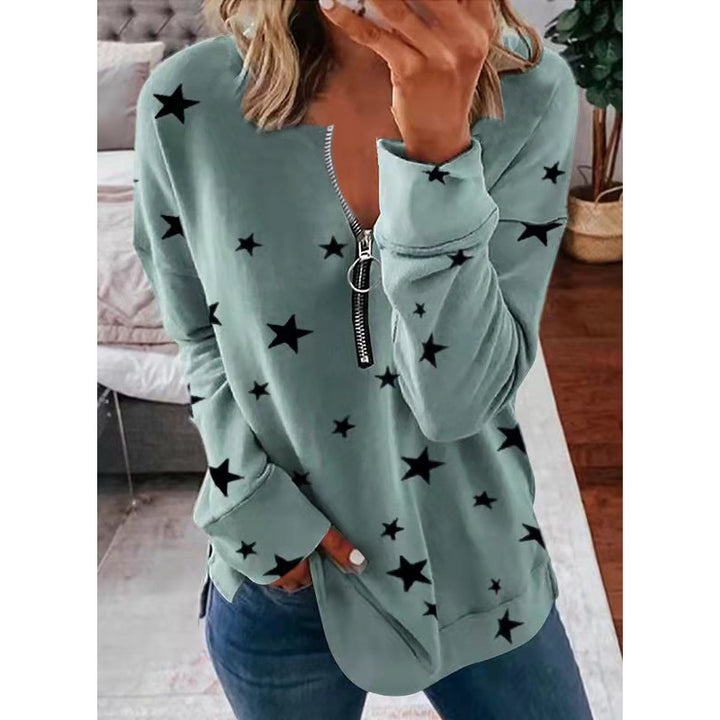 Damer Avslappnad Sweatshirt med Dragkedja och Stjärnmotiv Mirla-Eva Jonsson