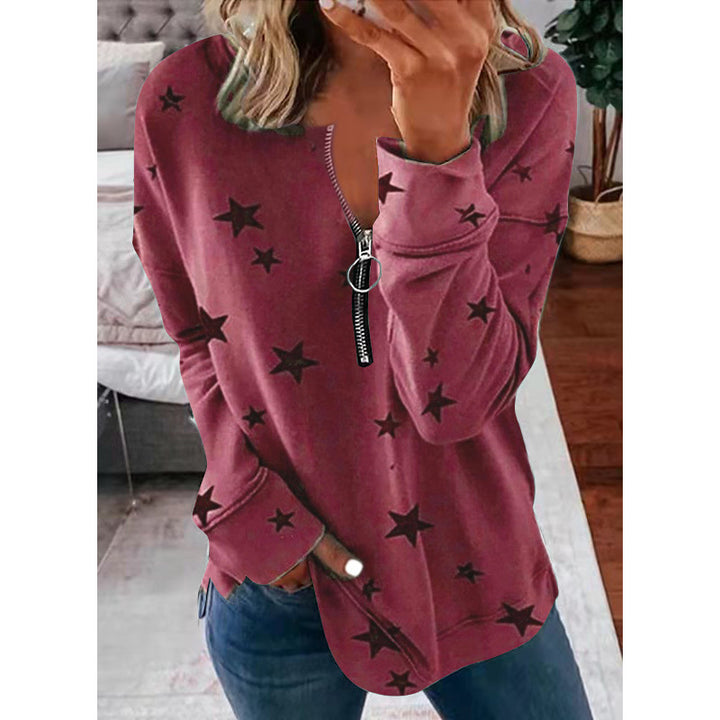 Damer Avslappnad Sweatshirt med Dragkedja och Stjärnmotiv Mirla-Eva Jonsson