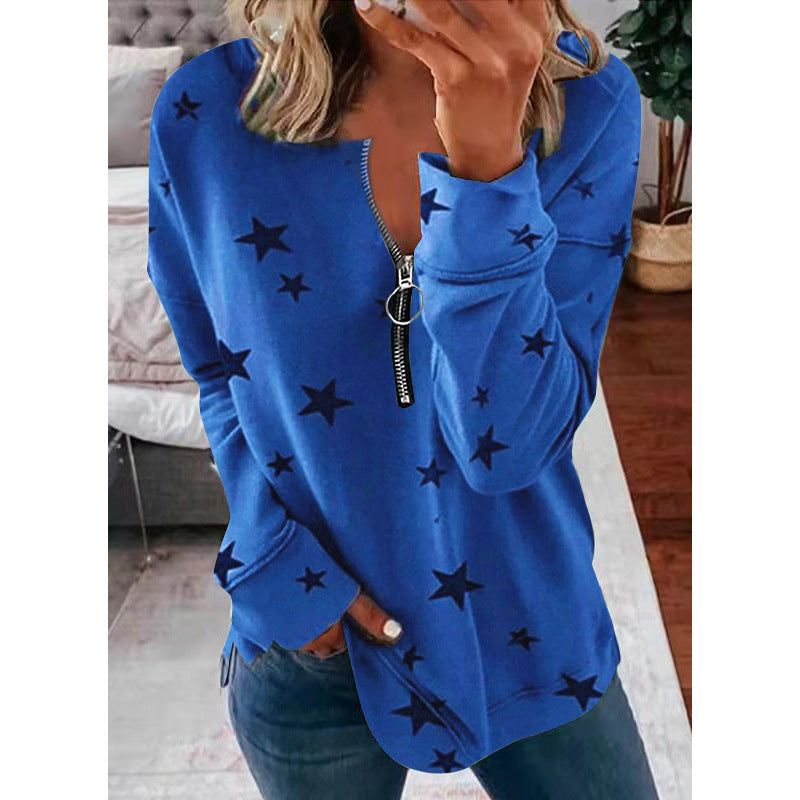 Damer Avslappnad Sweatshirt med Dragkedja och Stjärnmotiv Mirla-Eva Jonsson