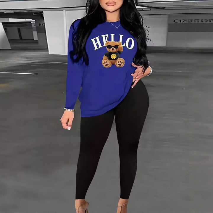 Damer Avslappnad Sweatshirt med originell Björnmotiv Mirla-Eva Jonsson