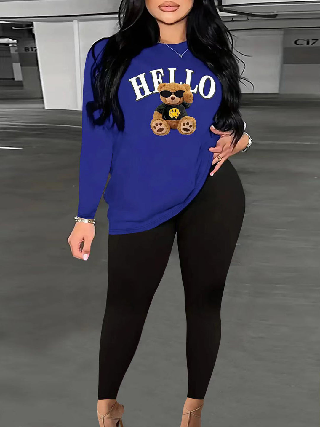 Damer Avslappnad Sweatshirt med originell Björnmotiv Mirla-Eva Jonsson