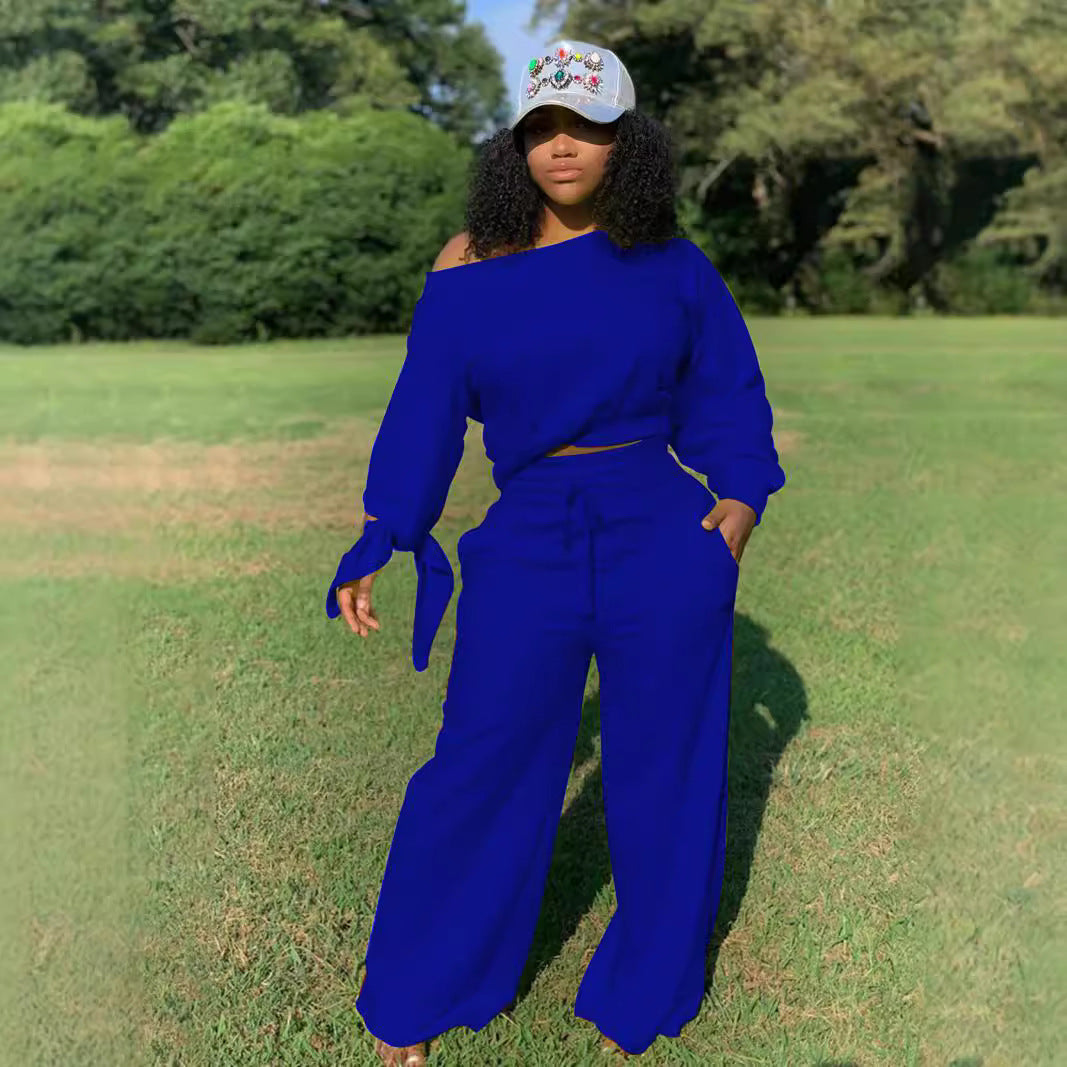 Damer Avslappnad Två-Dels Set med Lös Passform och Off-Shoulder Design Eva Jonsson-Eva Jonsson