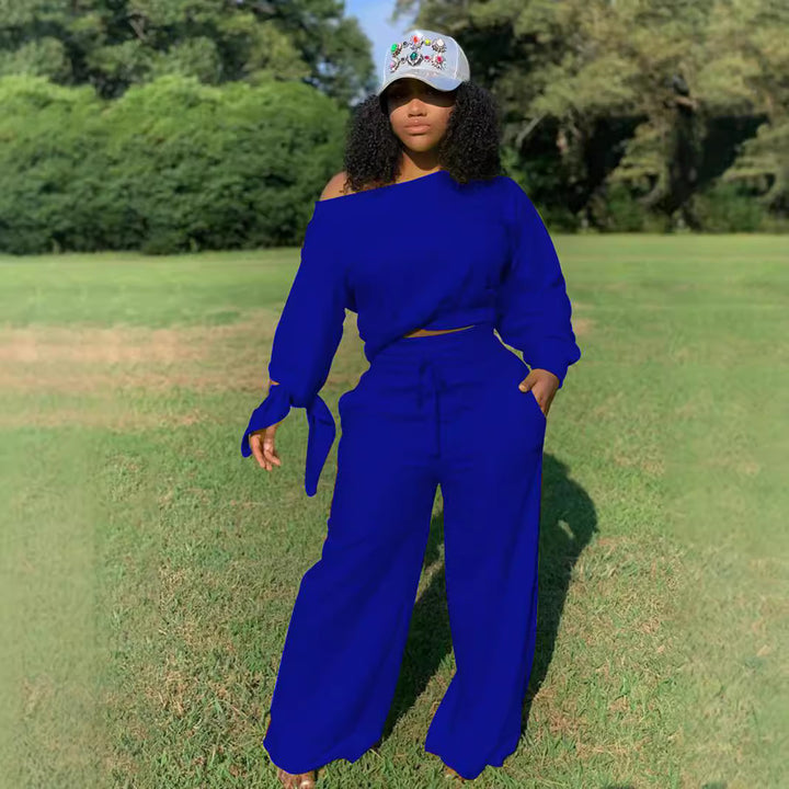 Damer Avslappnad Två-Dels Set med Lös Passform och Off-Shoulder Design Eva Jonsson-Eva Jonsson