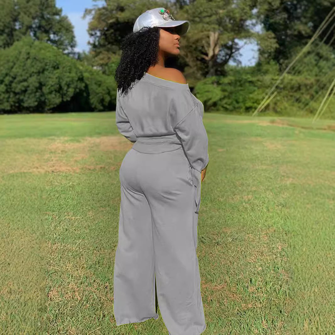 Damer Avslappnad Två-Dels Set med Lös Passform och Off-Shoulder Design Eva Jonsson-Eva Jonsson