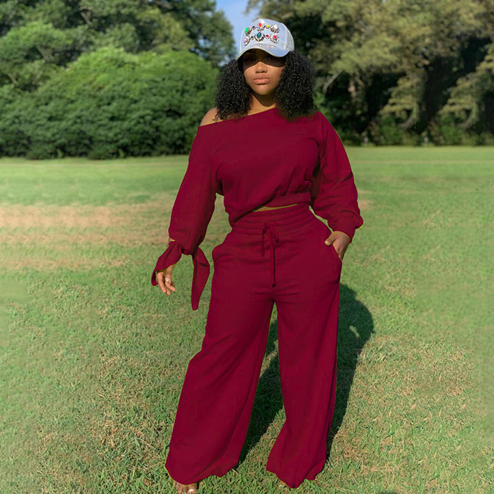 Damer Avslappnad Två-Dels Set med Lös Passform och Off-Shoulder Design Eva Jonsson-Eva Jonsson