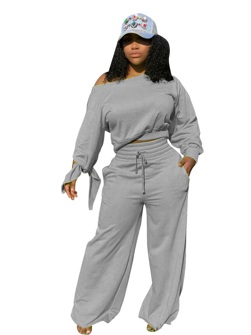 Damer Avslappnad Två-Dels Set med Lös Passform och Off-Shoulder Design Mirla-Eva Jonsson