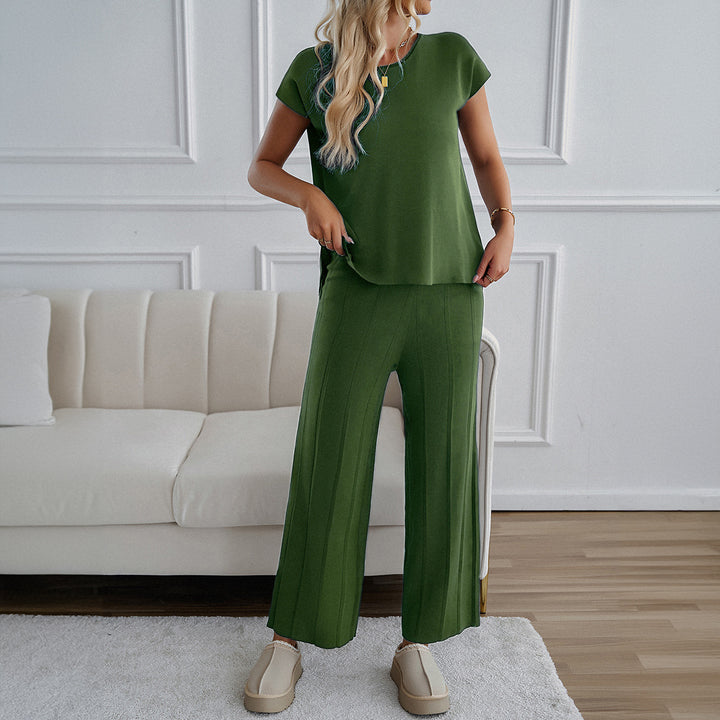 Damer Avslappnad Tvådelat Lounge-set med Bred Topp och Palazzo-byxa Mirla-Eva Jonsson