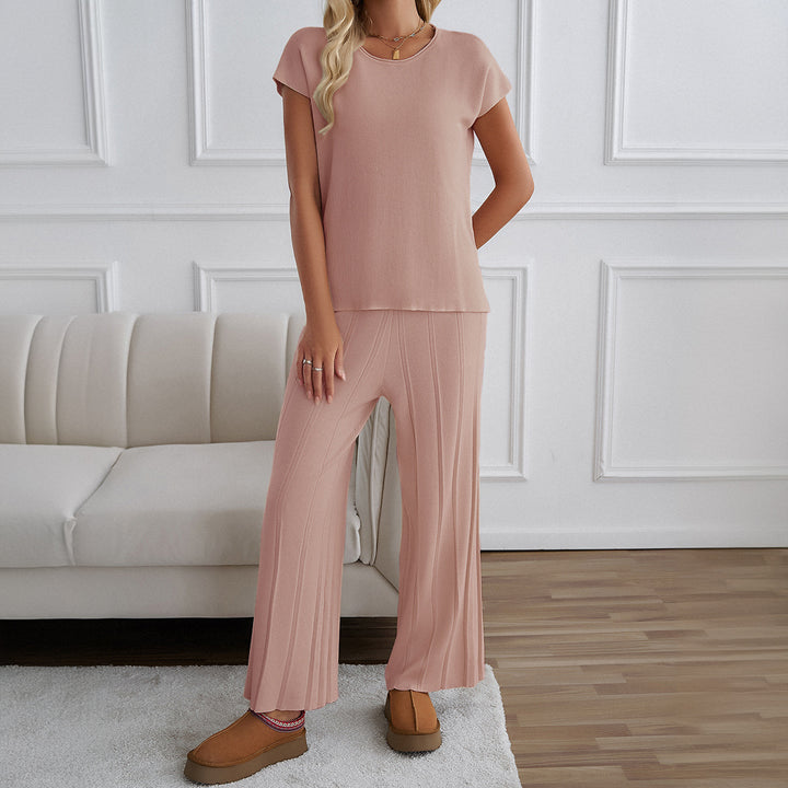 Damer Avslappnad Tvådelat Lounge-set med Bred Topp och Palazzo-byxa Mirla-Eva Jonsson