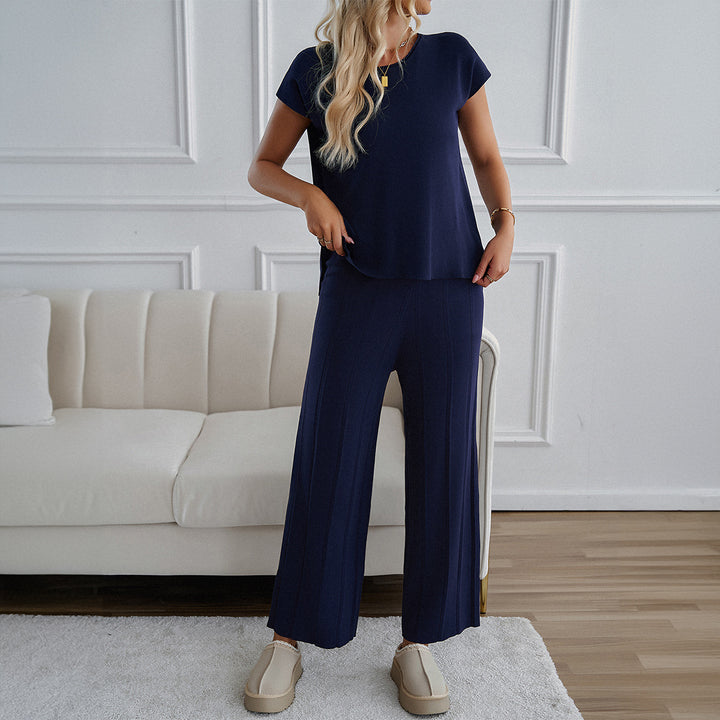 Damer Avslappnad Tvådelat Lounge-set med Bred Topp och Palazzo-byxa Mirla-Eva Jonsson