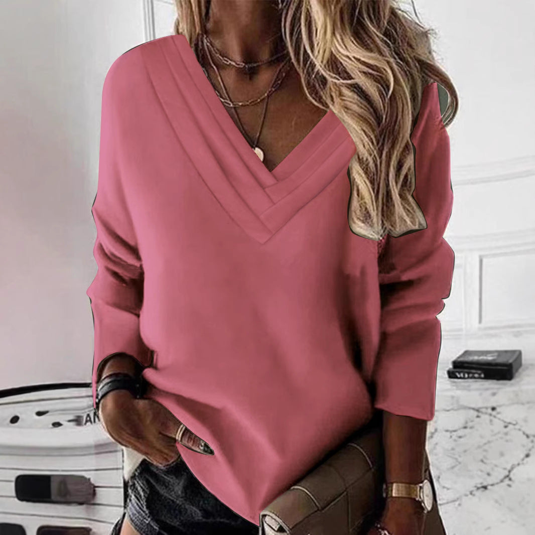 Damer Avslappnad V-ringad Tröja med eleganta Fåror Mirla-Eva Jonsson