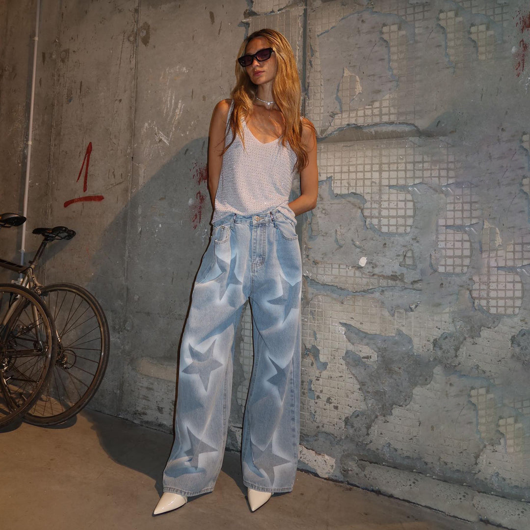Damer Baggy-jeans med unik stjärnprint Eva Jonsson-Eva Jonsson