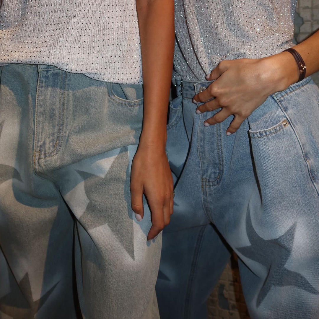 Damer Baggy-jeans med unik stjärnprint Eva Jonsson-Eva Jonsson
