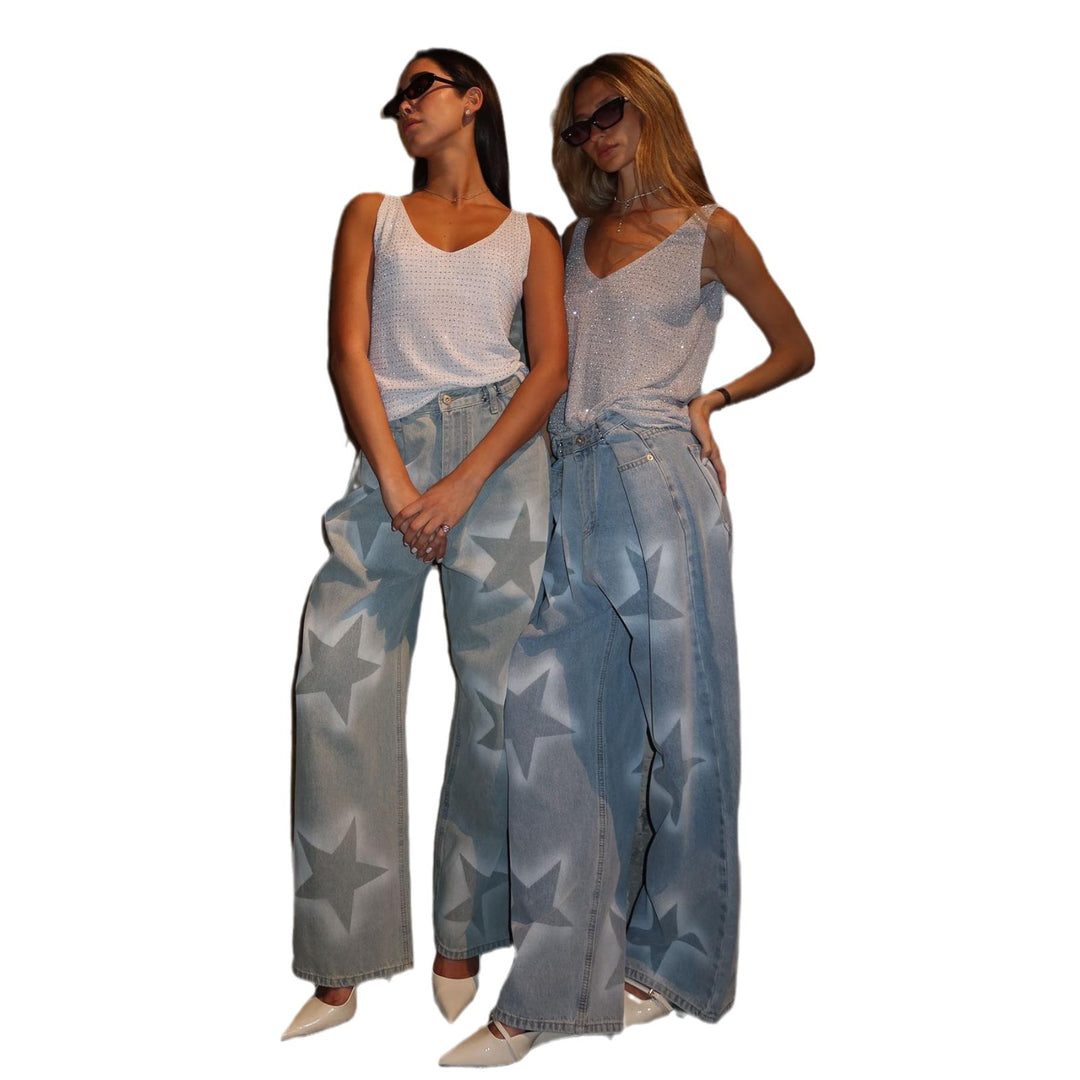 Damer Baggy-jeans med unik stjärnprint Eva Jonsson-Eva Jonsson