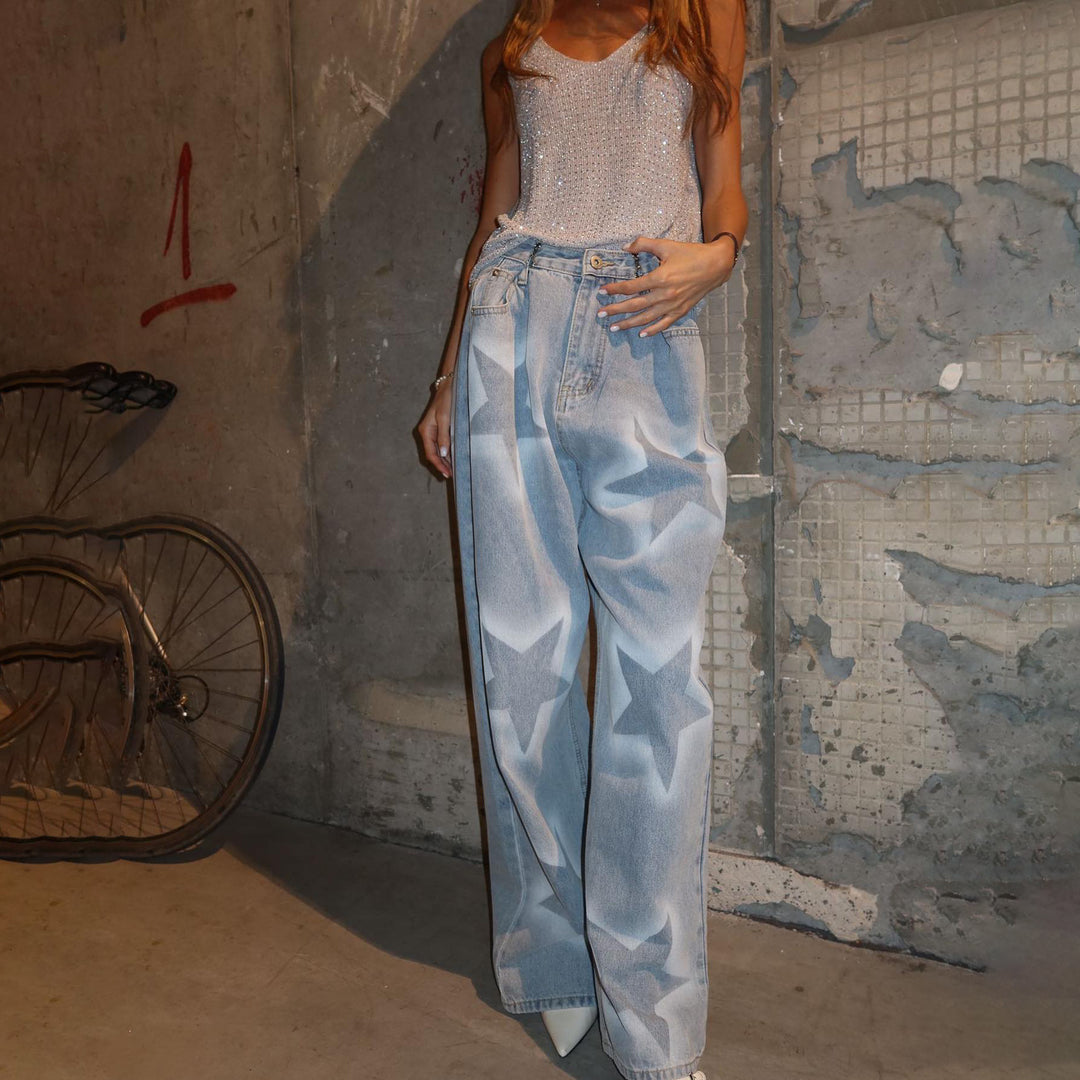Damer Baggy-jeans med unik stjärnprint Eva Jonsson-Eva Jonsson