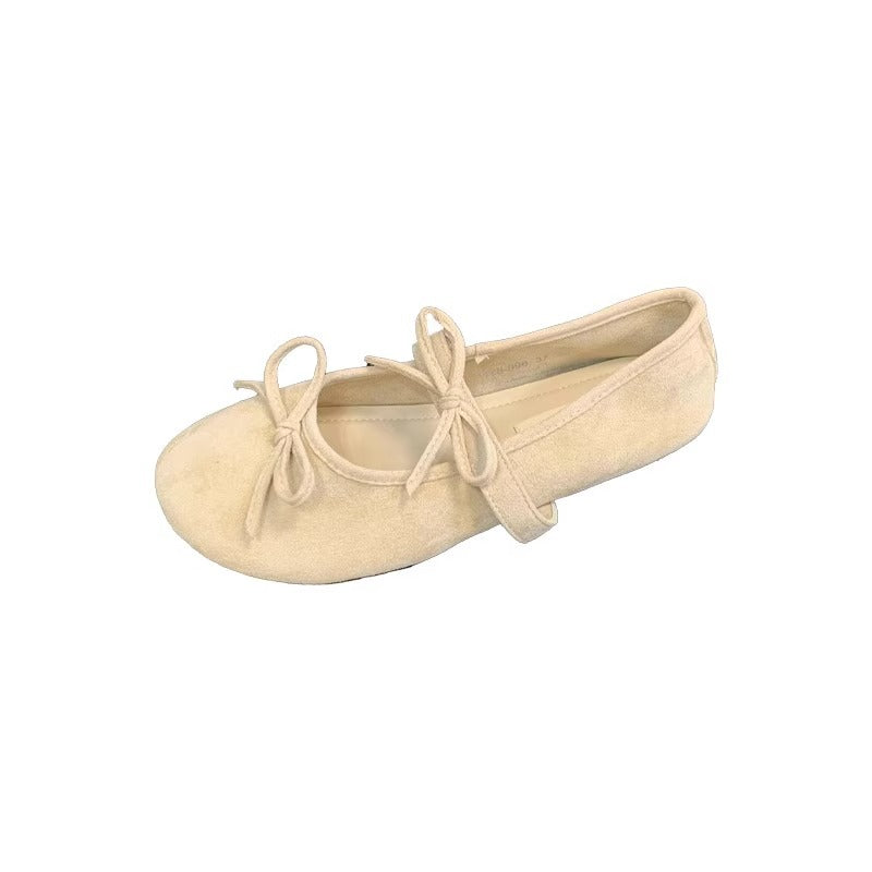 Damer Ballerinas i Mjuk Mocka med Delikat Snördekoration Mirla-Eva Jonsson