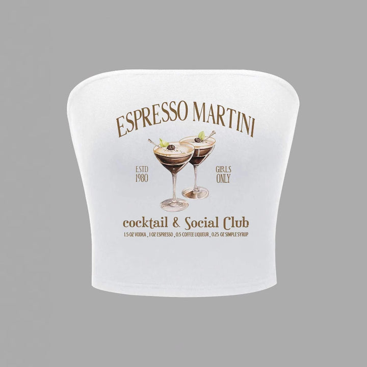 Damer Bandeau Top med Espresso Martini tryck och figurnära skärning Mirla-Eva Jonsson