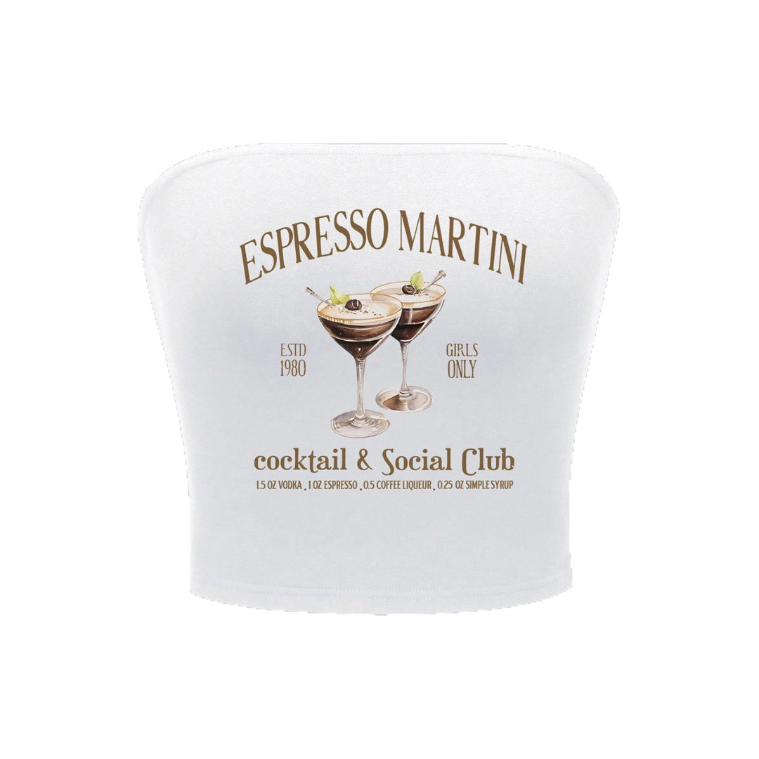 Damer Bandeau Top med Espresso Martini tryck och figurnära skärning Mirla-Eva Jonsson