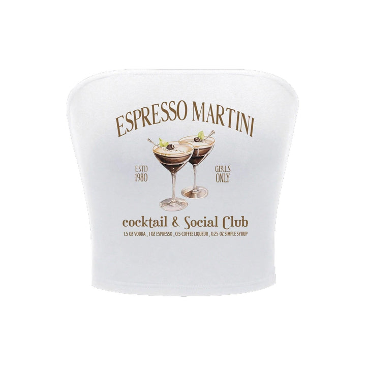 Damer Bandeau Top med Espresso Martini tryck och figurnära skärning Mirla-Eva Jonsson