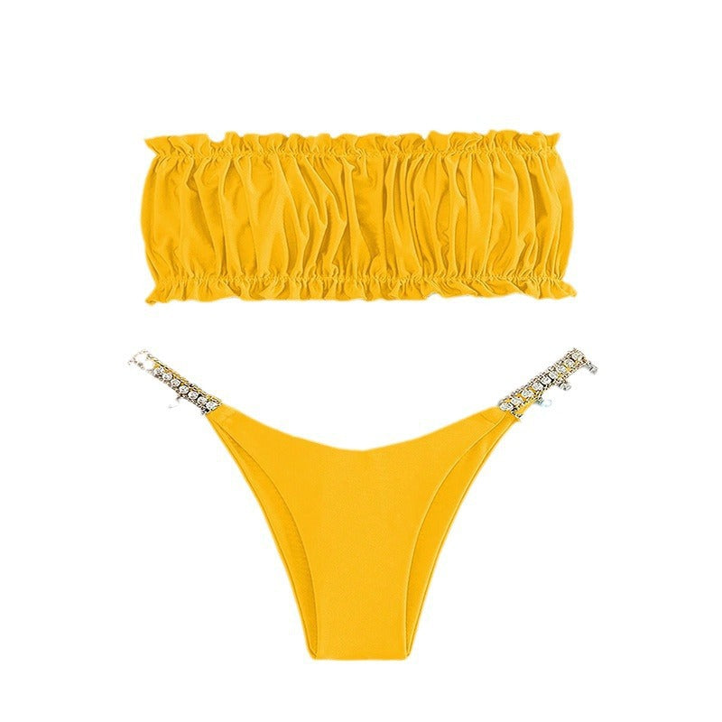 Damer Bandeau-bikini med dekorativt volangdesign och smyckedetaljer Mirla-Eva Jonsson