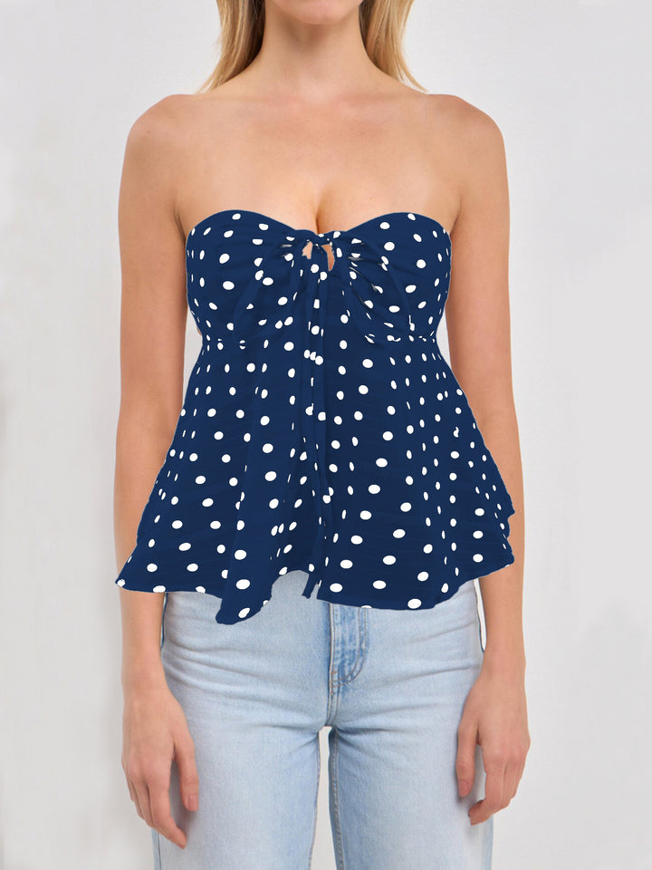Damer Bandeau-blus med blommönster och drapering Mirla-Eva Jonsson