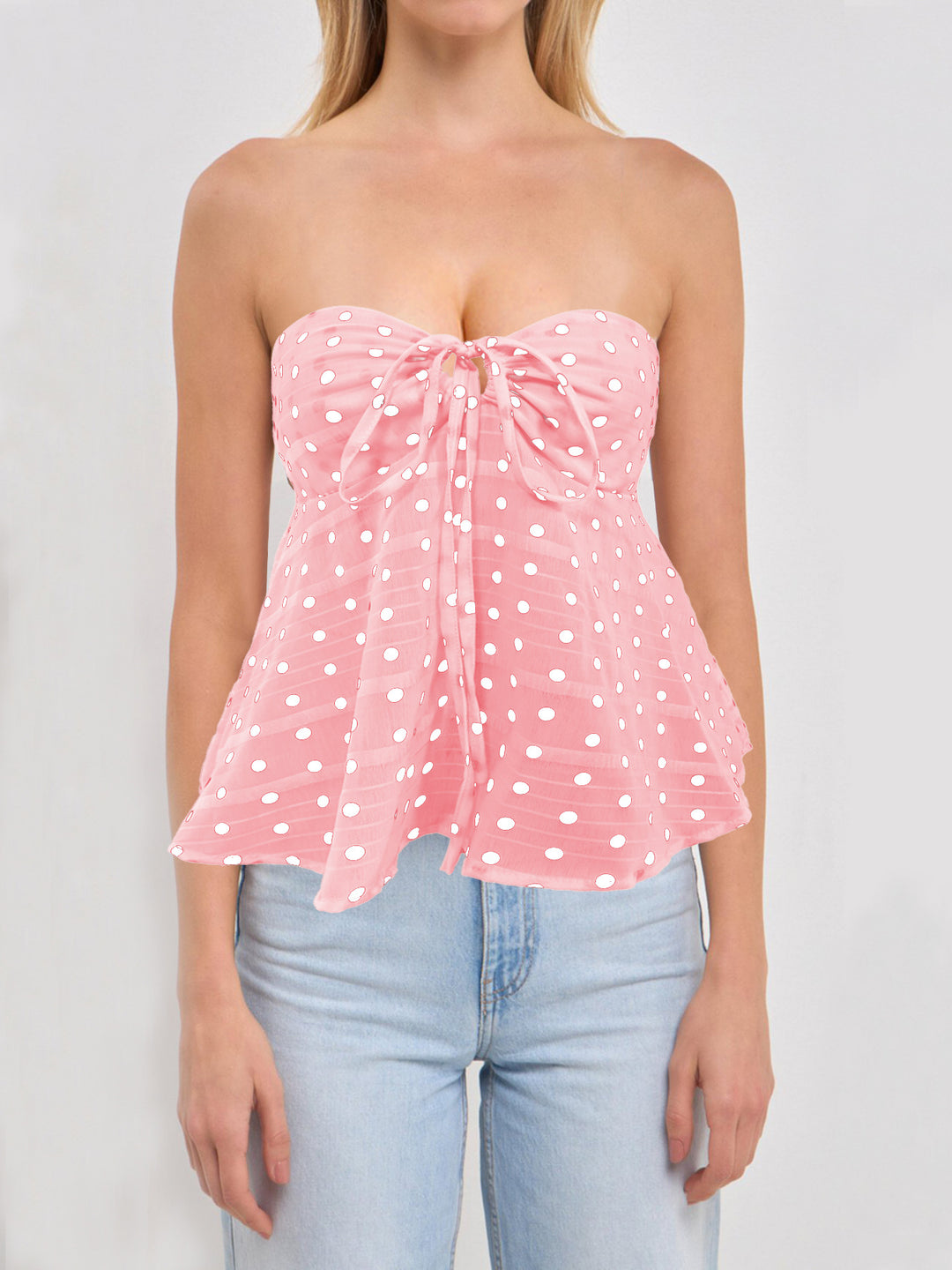 Damer Bandeau-blus med blommönster och drapering Mirla-Eva Jonsson