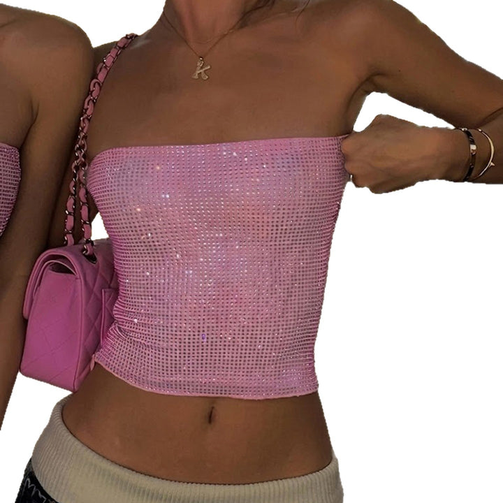 Damer Bandeau top med glittrande paljetter och elastisk design Mirla-Eva Jonsson
