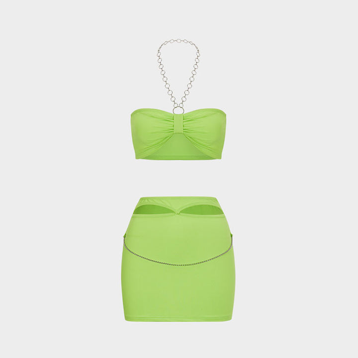 Damer Bandeau-top med kedjeaccent och minikjol Mirla-Eva Jonsson