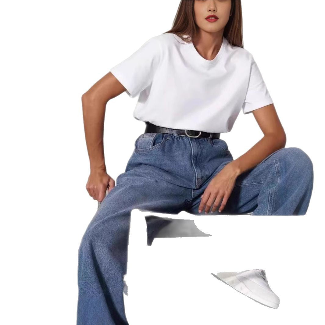 Damer Basic T-shirt med högkvalitativ bomullskvalitet och avslappnad passform Mirla-Eva Jonsson