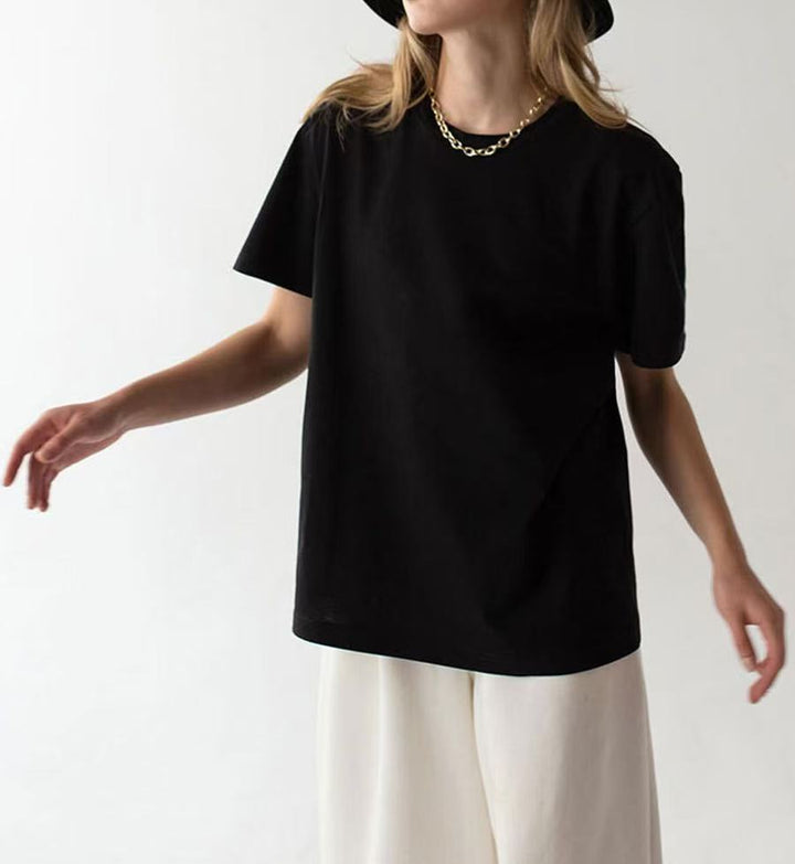 Damer Basic T-shirt med högkvalitativ bomullskvalitet och avslappnad passform Mirla-Eva Jonsson