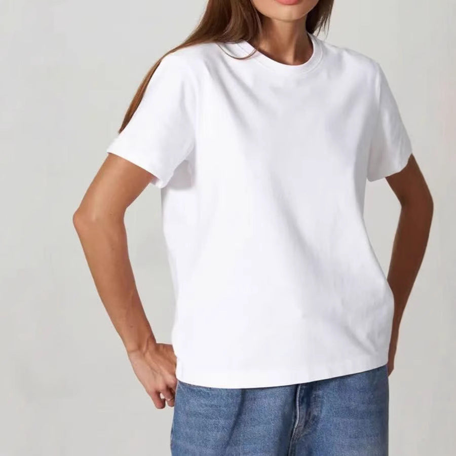 Damer Basic T-shirt med högkvalitativ bomullskvalitet och avslappnad passform Mirla-Eva Jonsson