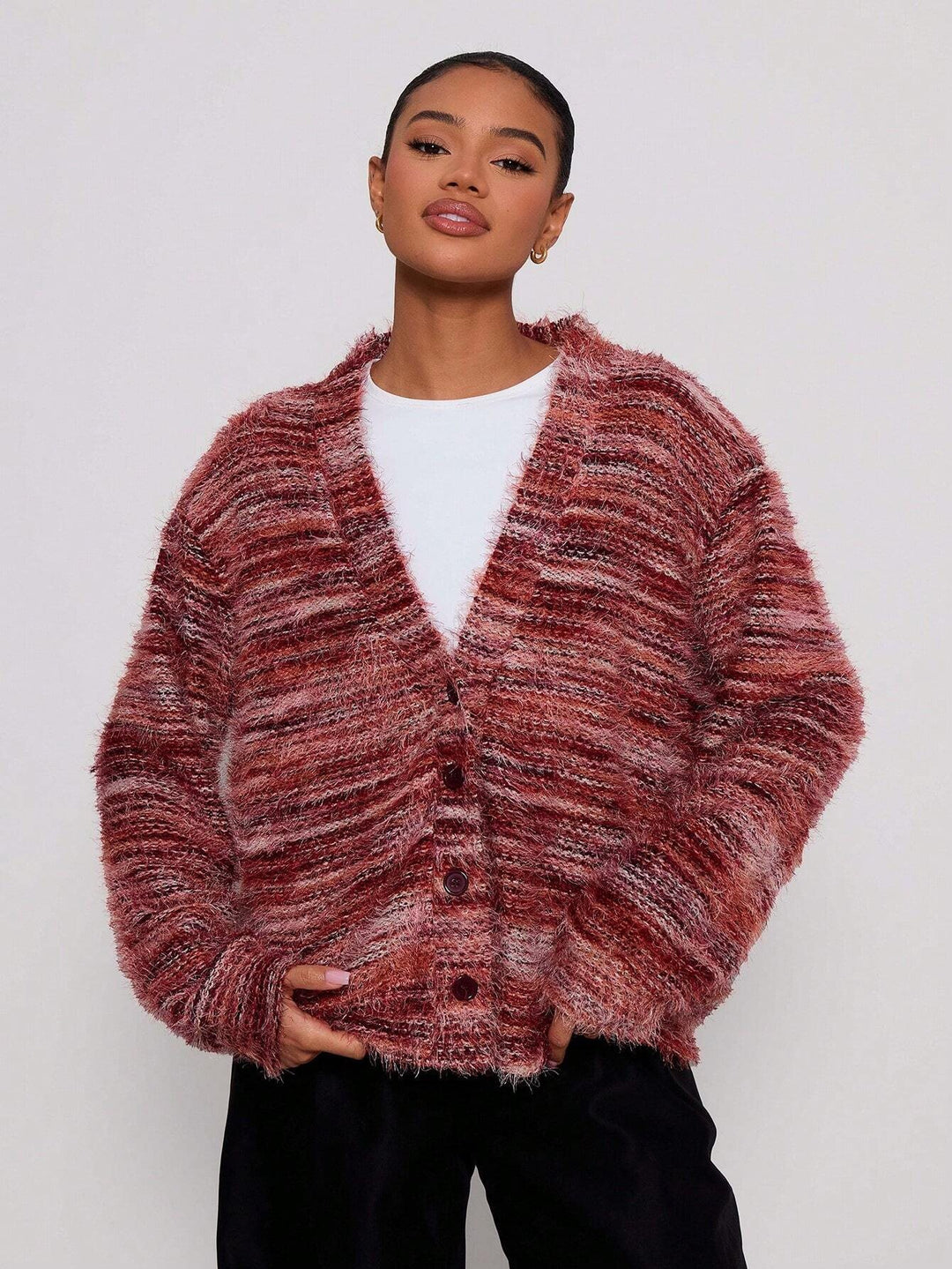 Damer Bekväm Fleece-KARDIGAN i avslappnad Oversized-snitt Mirla-Eva Jonsson