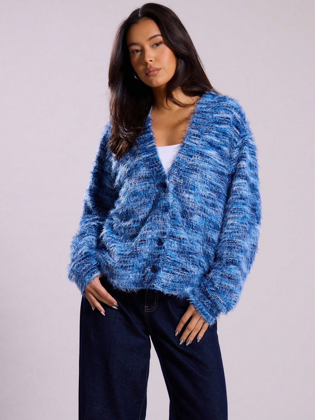 Damer Bekväm Fleece-KARDIGAN i avslappnad Oversized-snitt Mirla-Eva Jonsson