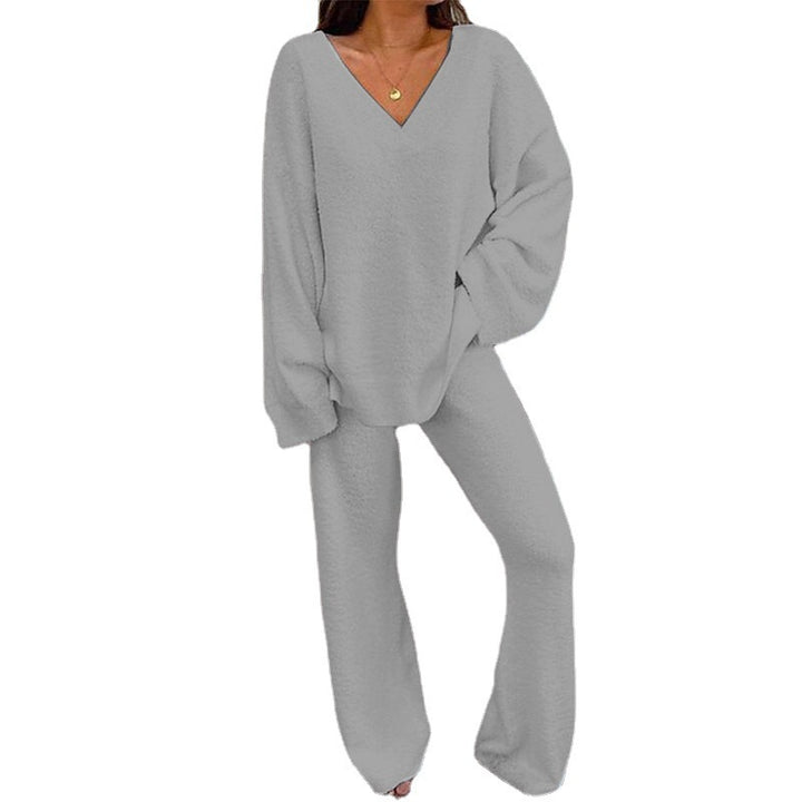 Damer Bekväm Fleece-Loungewear-Set med V-ringning Mirla-Eva Jonsson
